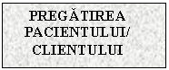 Text Box: PREGATIREA PACIENTULUI/
CLIENTULUI
