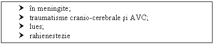 Text Box: † in meningite;
† traumatisme cranio-cerebrale si AVC;
† lues;
† rahienestezie
