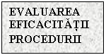 Text Box: EVALUAREA EFICACITATII PROCEDURII